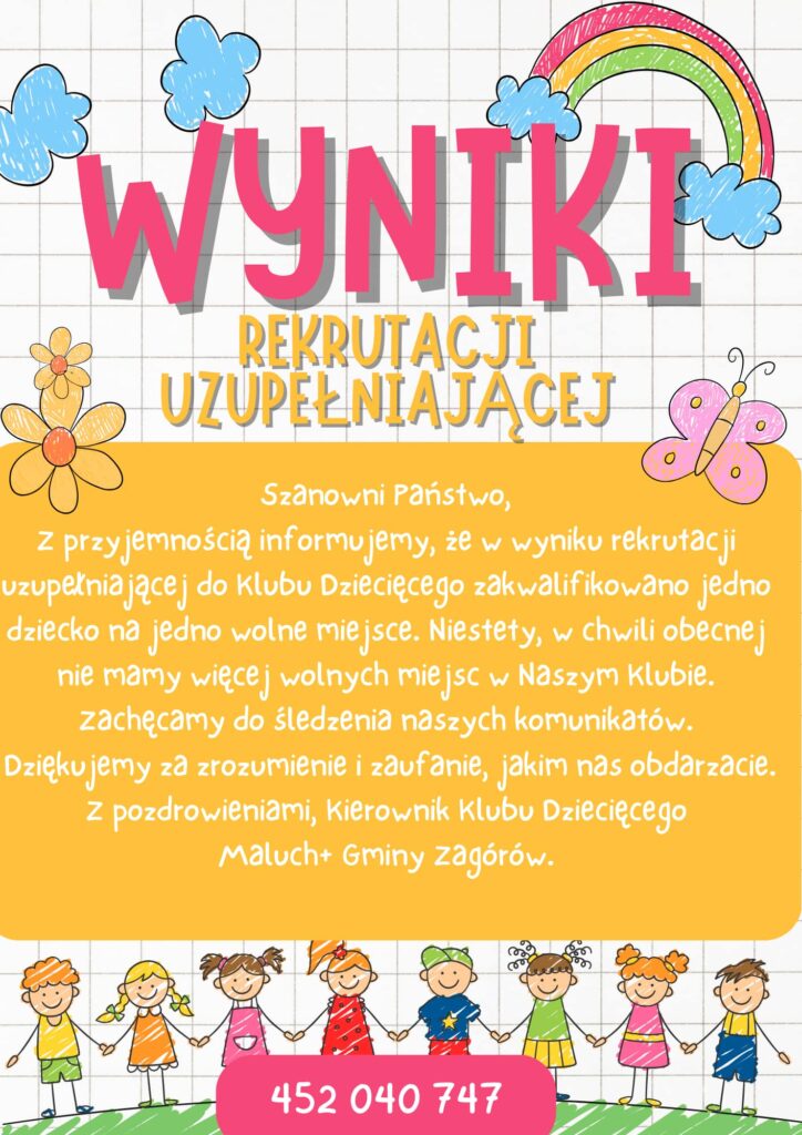 plakat informujący o wynikach rekrutacji uzupełniającej